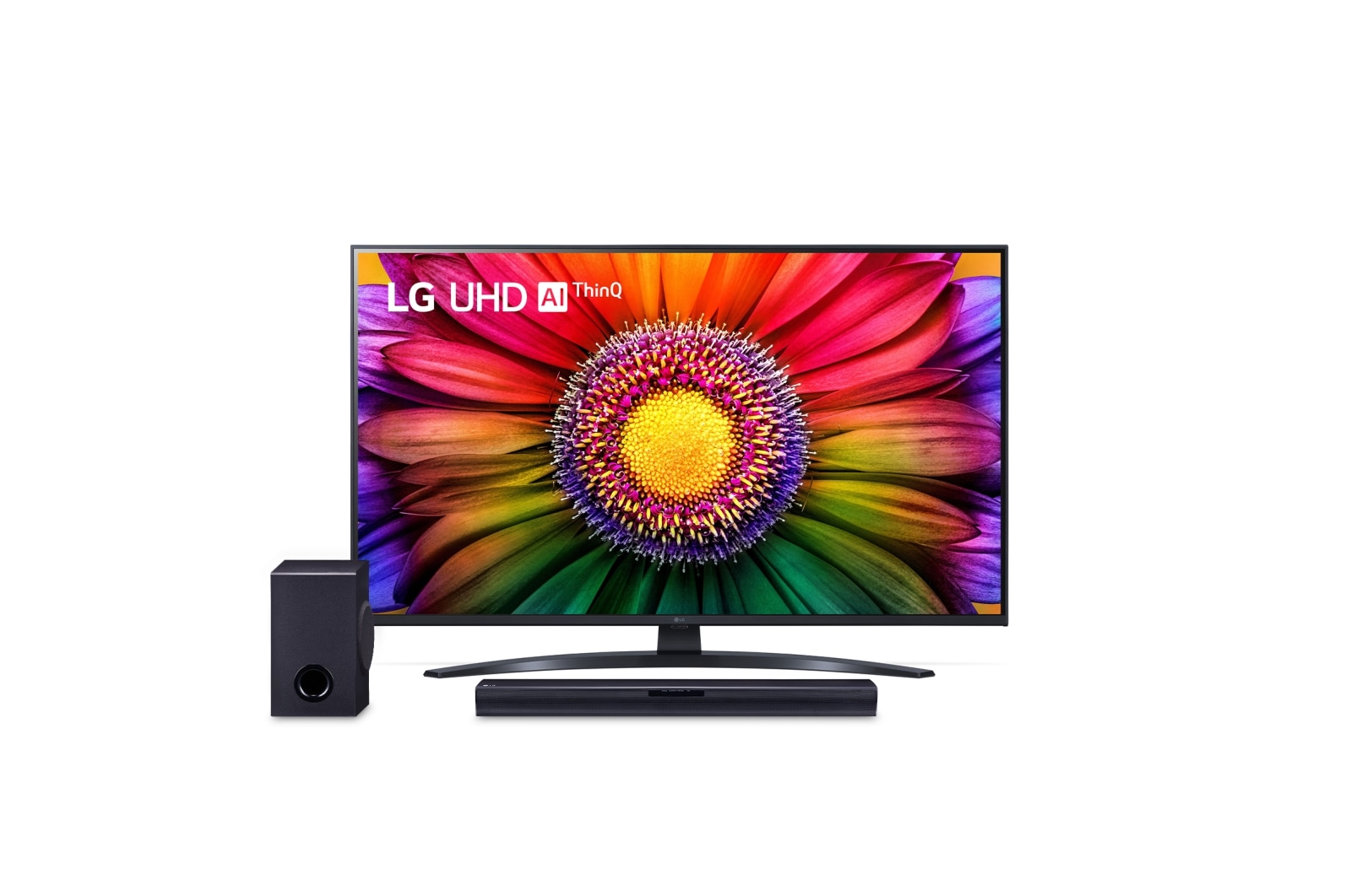 LG TV UHD Serie UR81 43” + Soundbar SQC1 160W 2.1 canali, 43UR81006LJ.SQC1