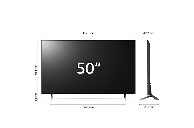 LG TV QNED | Serie QNED75 50'' | 4K, α5 Gen6, HDR10, 20W, 4 HDMI, Game Optimizer, Wi-Fi 5, Smart TV WebOS 23, 50QNED756RA