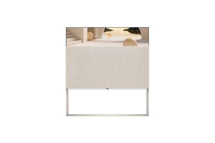LG OLED evo | TV 65'' Serie Objet Collection Easel ART90E6 | OLED 4K, Design con cover in tessuto Kvadrat scorrevole, 65ART90E6QA