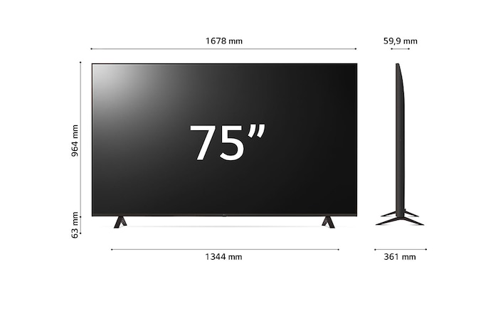 LG TV UHD | Serie UR76 75'' | 4K, α5 Gen6, HDR10, 20W, 3 HDMI, Game Optimizer, Wi-Fi 5, Smart TV WebOS 23, 75UR76006LL