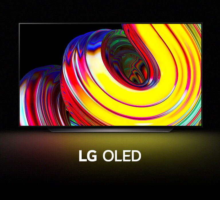 Un'onda gialla astratta riempie lo schermo per poi rivelare il TV LG OLED CS con un effetto zoom out. Lo schermo poi diventa nero per poi mostrare nuovamente le onde col logo LG OLED.