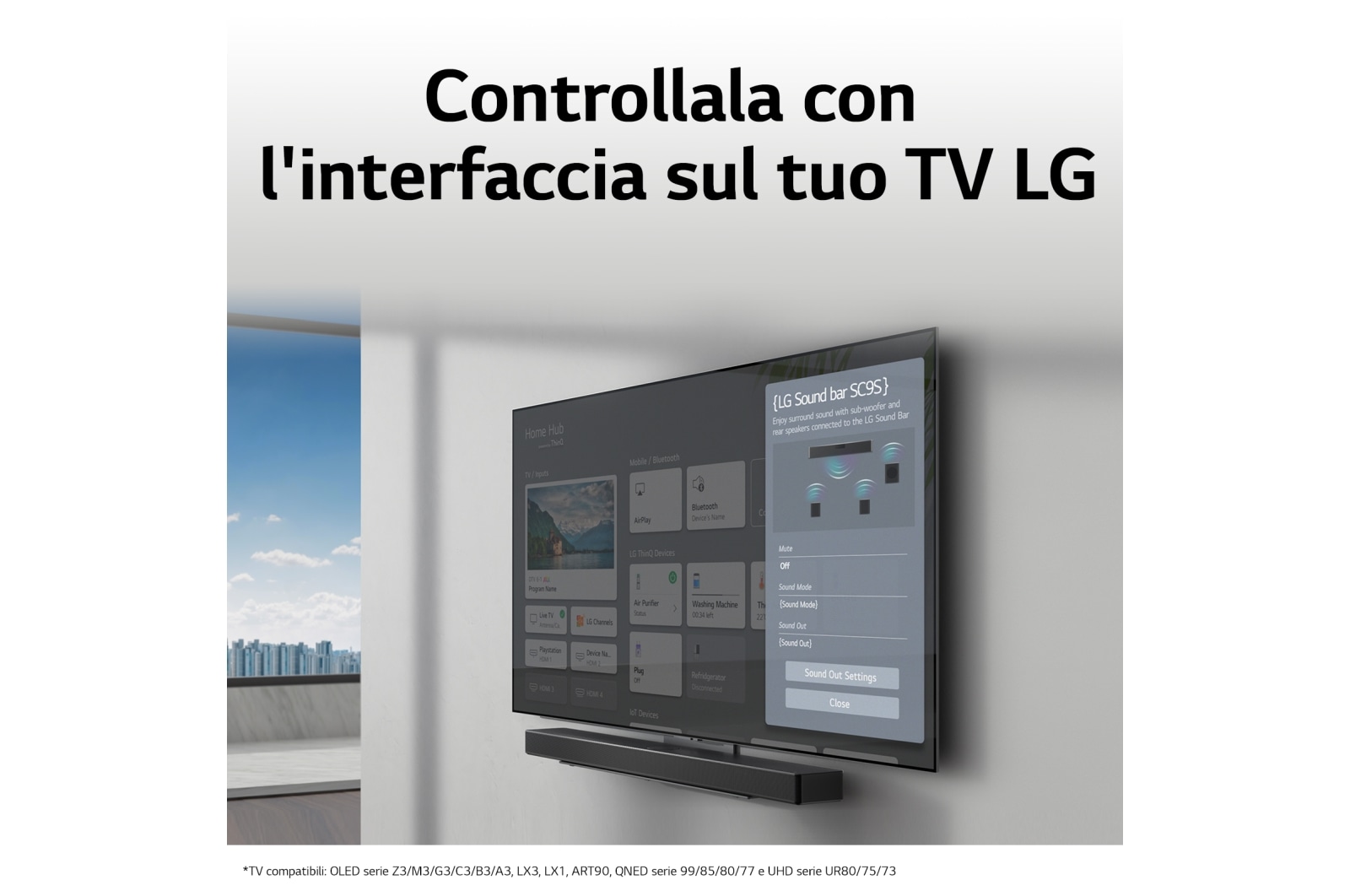 LG TV OLED evo Serie C34 77” + Soundbar SC9S 400W 3.1.3 canali, OLED77C34.SC9S