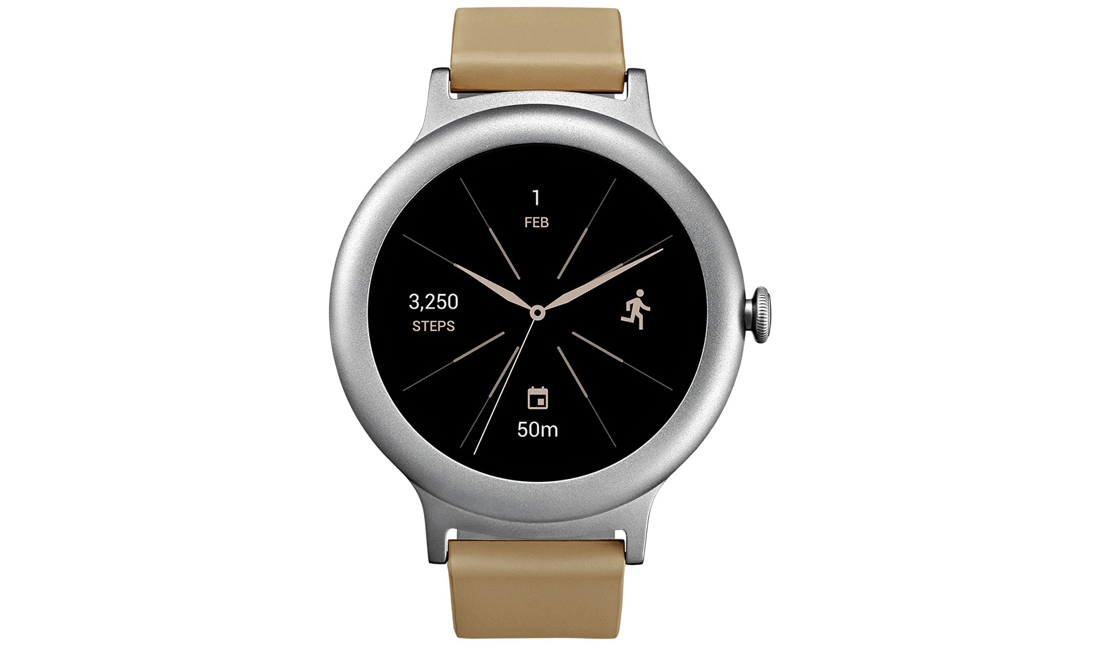 Vista frontale di LG Watch Style Smartwatch Android Wear Display OLED 1.2&#34; Cinturino in vera pelle LG Watch Style (W270)