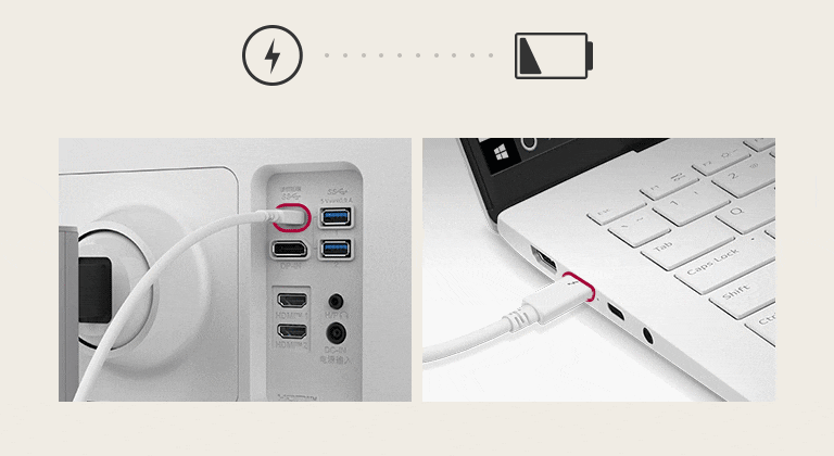 è possibile alimentare un monitor e contemporaneamente ricaricare il portatile collegato (fino a 96 W).