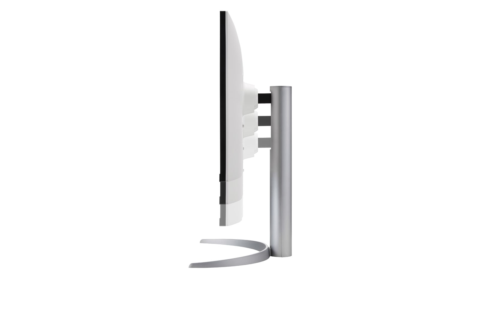 side view of the monitor moving downwards for height adjustment