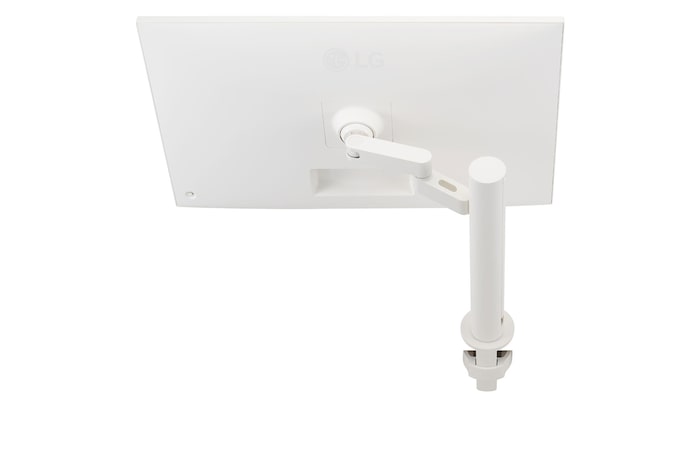 vista posteriore laterale con il braccio del monitor esteso a destra