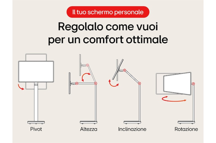 Front view with the display pivoting 90 degrees