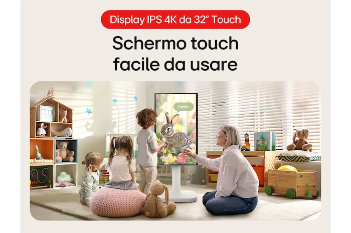 Front view with monitor height adjusted downward