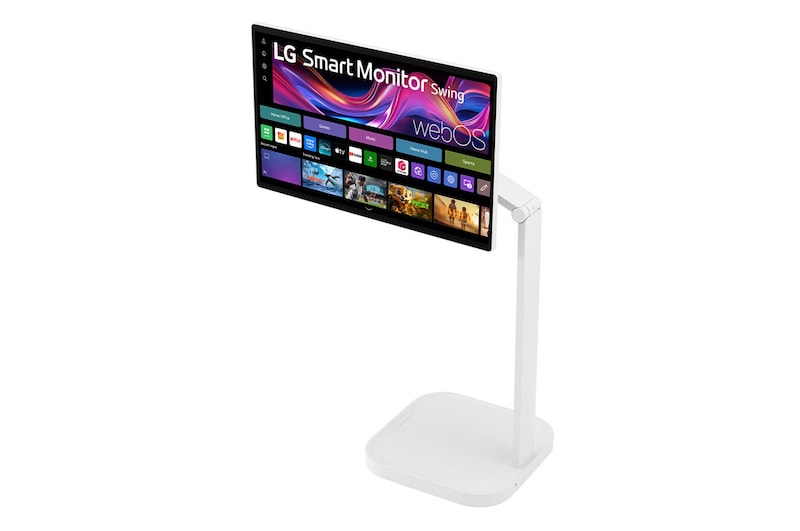 -30 degree side view with monitor tilted -25 degrees and height adjusted downward