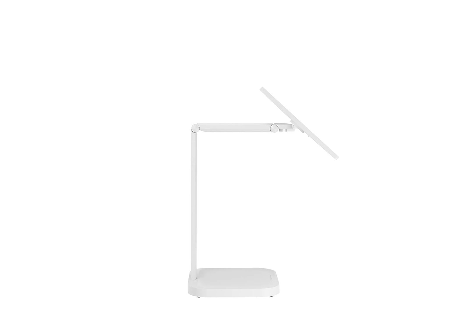 Left side view with monitor height adjusted downward