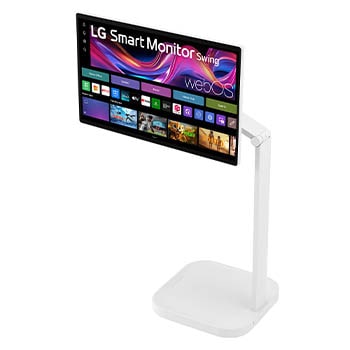 -30 degree side view with monitor tilted -25 degrees and height adjusted downward