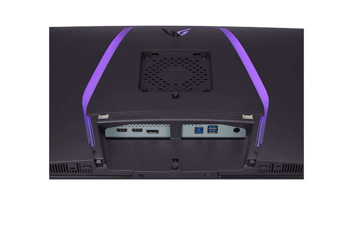 close-up view of ports with lights on