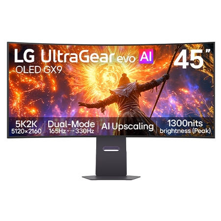 LG UltraGear evo AI GX9 45" - Il primo monitor gaming OLED 5K2K con AI Upscaling al mondo - 45GX950B-B.AEU | LG IT