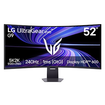 Vista frontale di LG UltraGear evo G9 52″ – Il più grande monitor gaming 5K2K 240Hz al mondo 52G930B-B
