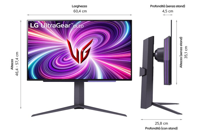 Dimensioni Monitor Gaming 27GS95QE-B