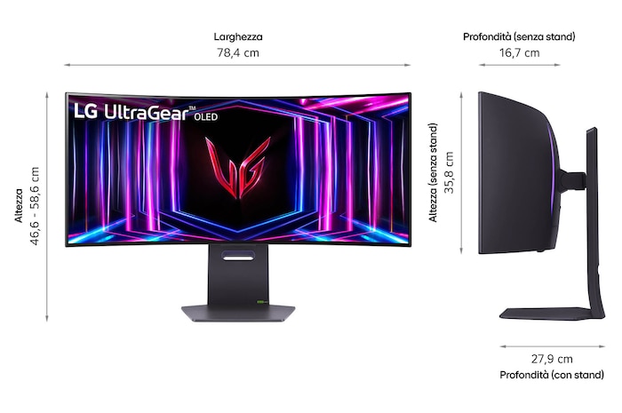 Dimensioni Monitor Gaming 34GS95QE-B