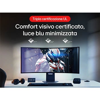 Comfort visivo certificato e luce blu minimizzata Monitor Gaming 45GX950A-B
