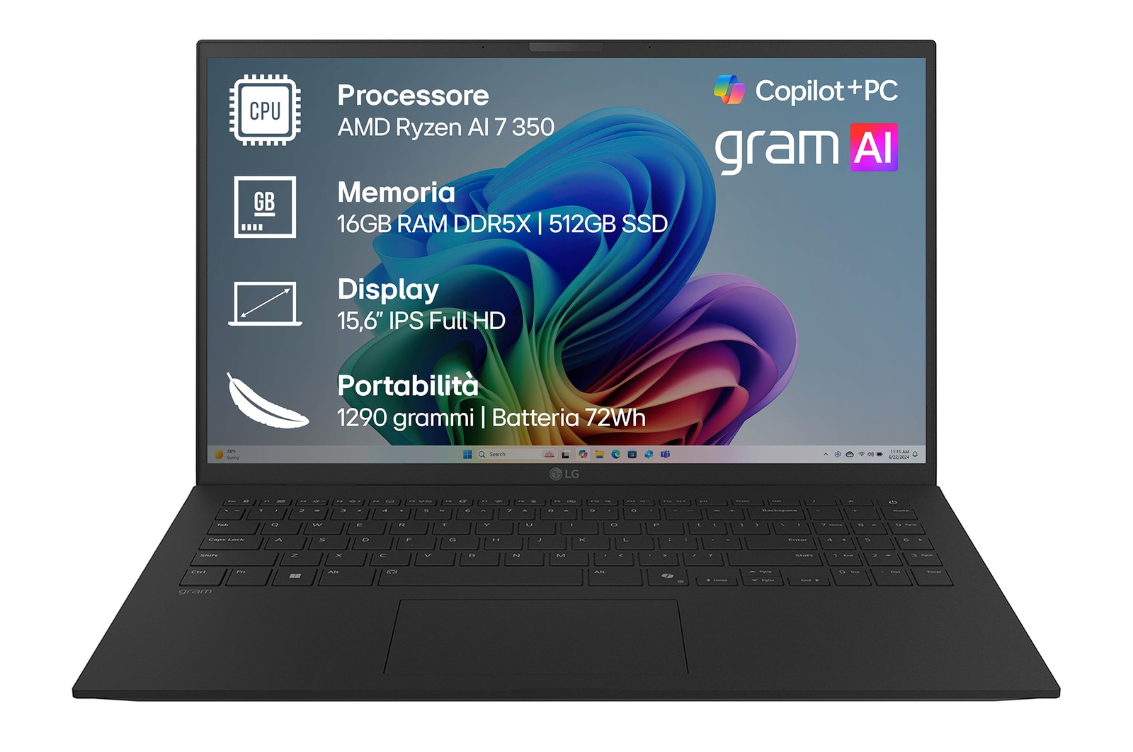 Vista frontale notebook 15Z80T-G.AU75D