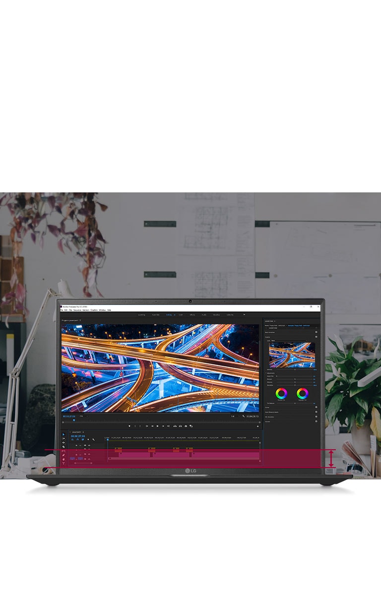 Lo schermo grande, con rapporto d’aspetto 16:10, ti permette di vedere più informazioni senza dover scorrere verso il basso per i tuoi progetti di editing video.