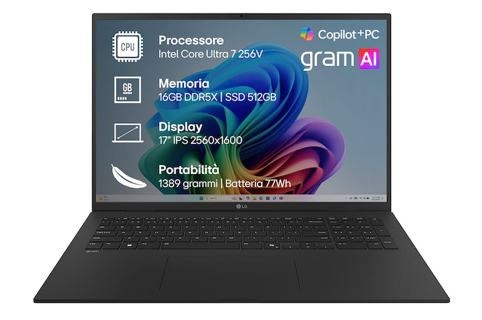 Foto frontale notebook gram 17Z90TL-G.AU75D