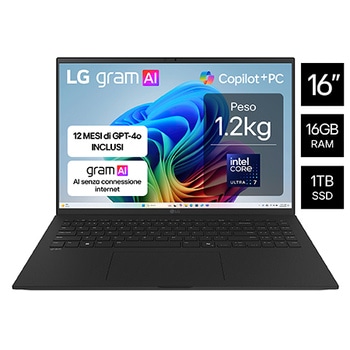 Vista frontale notebook Gram 16Z90TL-G.AU78D