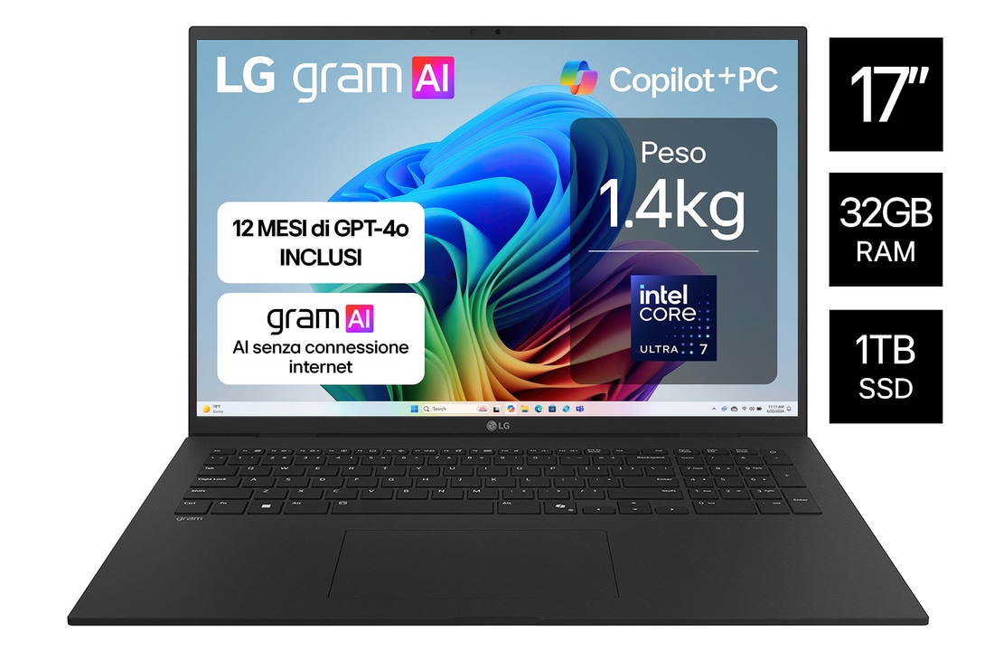 Vista frontale notebook Gram 17Z90TL-G