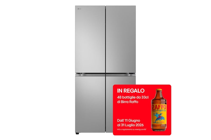 Vista frontale di Frigorifero Multidoor Slim | Classe E, 530L | Wi-Fi, Linear Cooling, Total No frost, Smart Diagnosis | Argento GMB860PYDE
