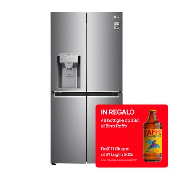 Vista frontale di Frigorifero Multidoor Slim | Classe F, 506L | Wi-Fi, Dispenser con allaccio, UVnano, Door & Linear Cooling, No frost | Inox GML844PZ6F
