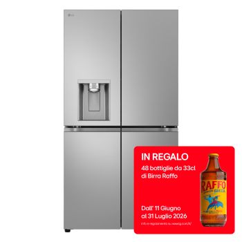 Vista frontale di Frigorifero Multidoor | Classe E, 641L | Wi-Fi, Dispenser con allaccio, UVnano, Metal Fresh, Porte piatte, No frost | Argento GML960PYBE