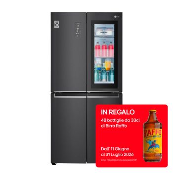 Vista frontale di Frigorifero Multidoor Slim InstaView Door-in-Door | Classe E, 530L | Wi-Fi, Door & Linear Cooling, No frost | Nero GMQ844MC5E