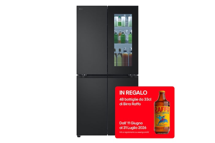 Vista frontale Frigorifero Multidoor GMV860EPDE InstaView, con bollo promozione