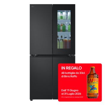 Vista frontale di Frigorifero Multidoor InstaView Slim | Classe E, 530L | Wi-Fi, Linear Cooling, Total No frost | Essence Matte Black GMV860EPDE