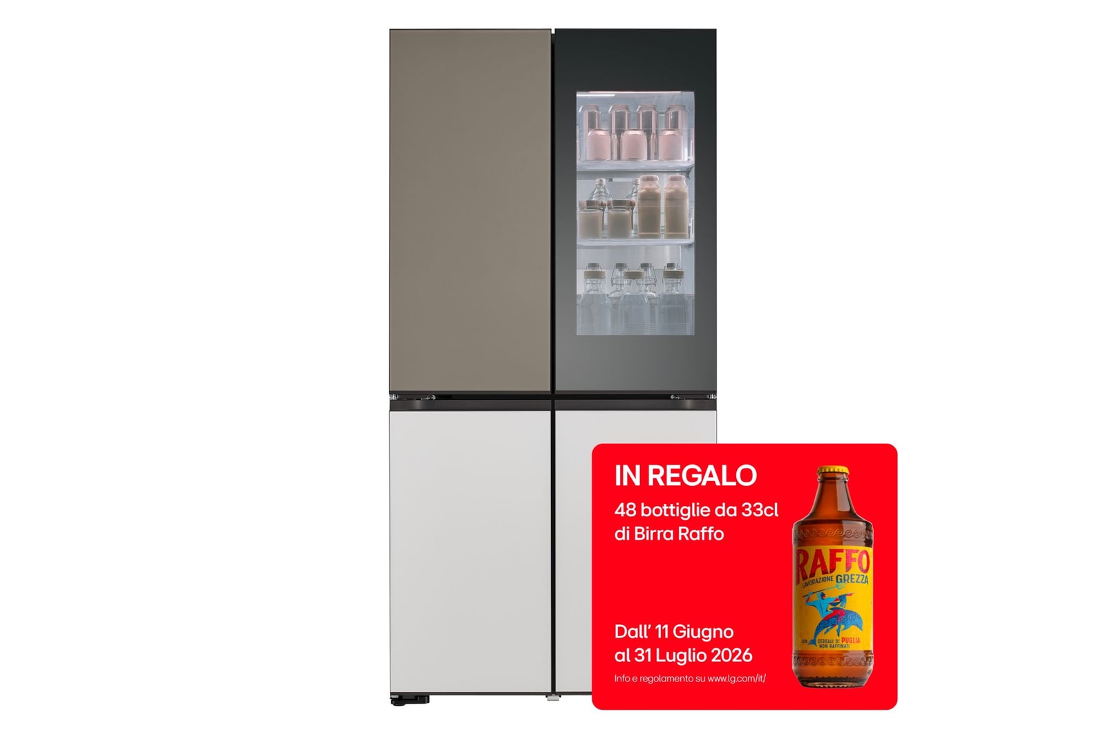 Vista frontale di Frigorifero MoodUP Multidoor InstaView | Classe E, 617L | Porte colorate personalizzabili, Wi-Fi, Linear Cooling, No frost GMV960NNME