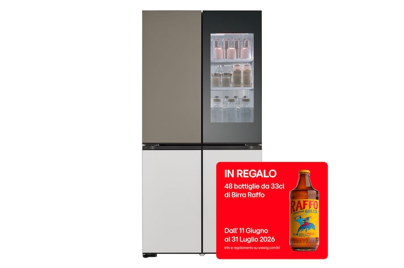 Vista frontale di Frigorifero MoodUP Multidoor InstaView | Classe E, 617L | Porte colorate personalizzabili, Wi-Fi, Linear Cooling, No frost GMV960NNME