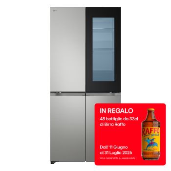 Vista frontale di Frigorifero Multidoor Slim Instaview | Classe E, 580L | Wi-Fi, Total No frost | Prime Silver GMVS30SEPY