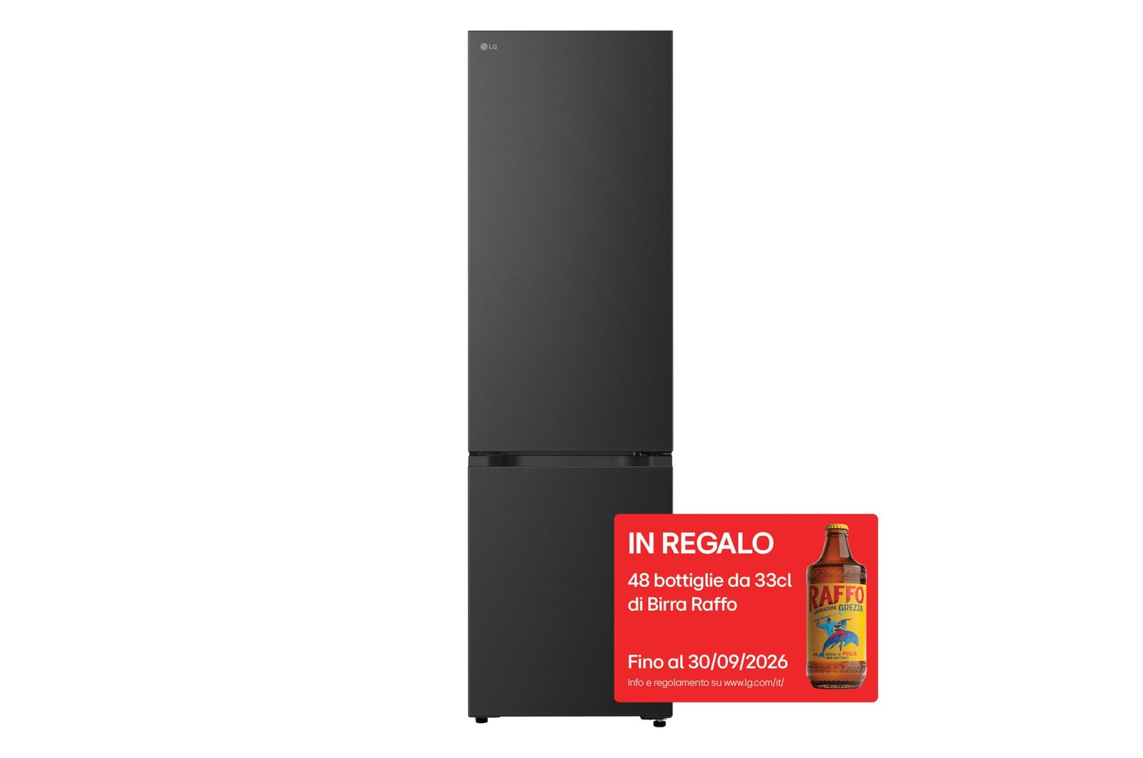 Vista frontale di Frigorifero combinato Fit & Max 60 cm | Classe C, 375L | AI Inverter, Wi-Fi, Metal Fresh, Door Cooling, Total No Frost | Black Steel GBBS726CEV