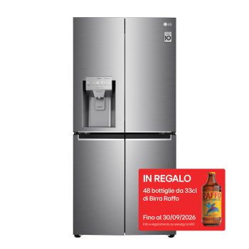 Vista frontale di Frigorifero Multidoor Slim | Classe F, 506L | Wi-Fi, Dispenser con allaccio, UVnano, Door & Linear Cooling, No frost | Inox GML844PZ6F