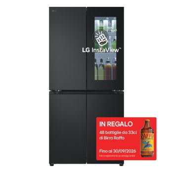 Vista frontale di Frigorifero Multidoor InstaView Slim | Classe E, 530L | Wi-Fi, Linear Cooling, Total No frost | Essence Matte Black GMV860EPDE