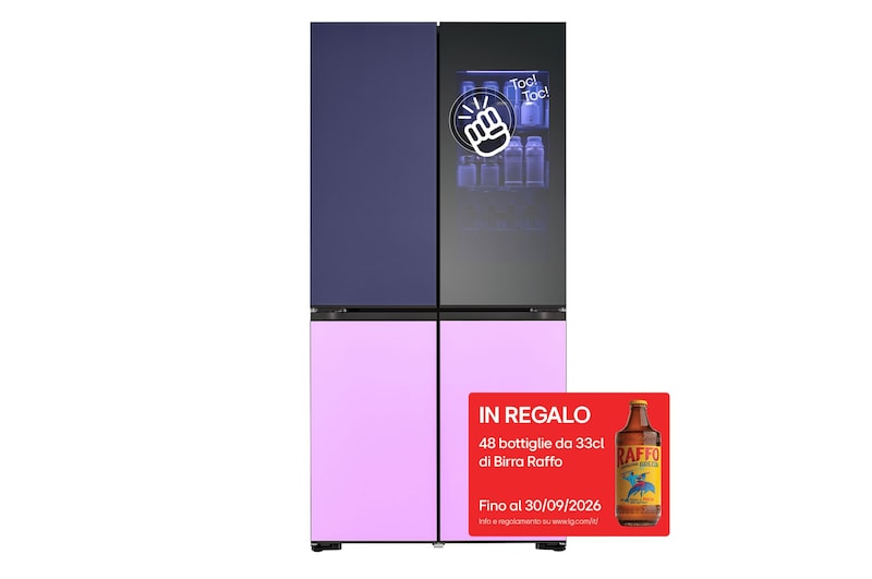 Vista frontale di Frigorifero MoodUP Multidoor InstaView | Classe E, 617L | Porte colorate personalizzabili, Wi-Fi, Linear Cooling, No frost GMV960NNME