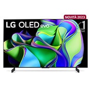 Front view with LG OLED evo and 10 Years World No.1 OLED Emblem on screen.