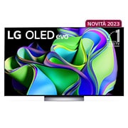 Front view with LG OLED evo and 10 Years World No.1 OLED Emblem on screen.
