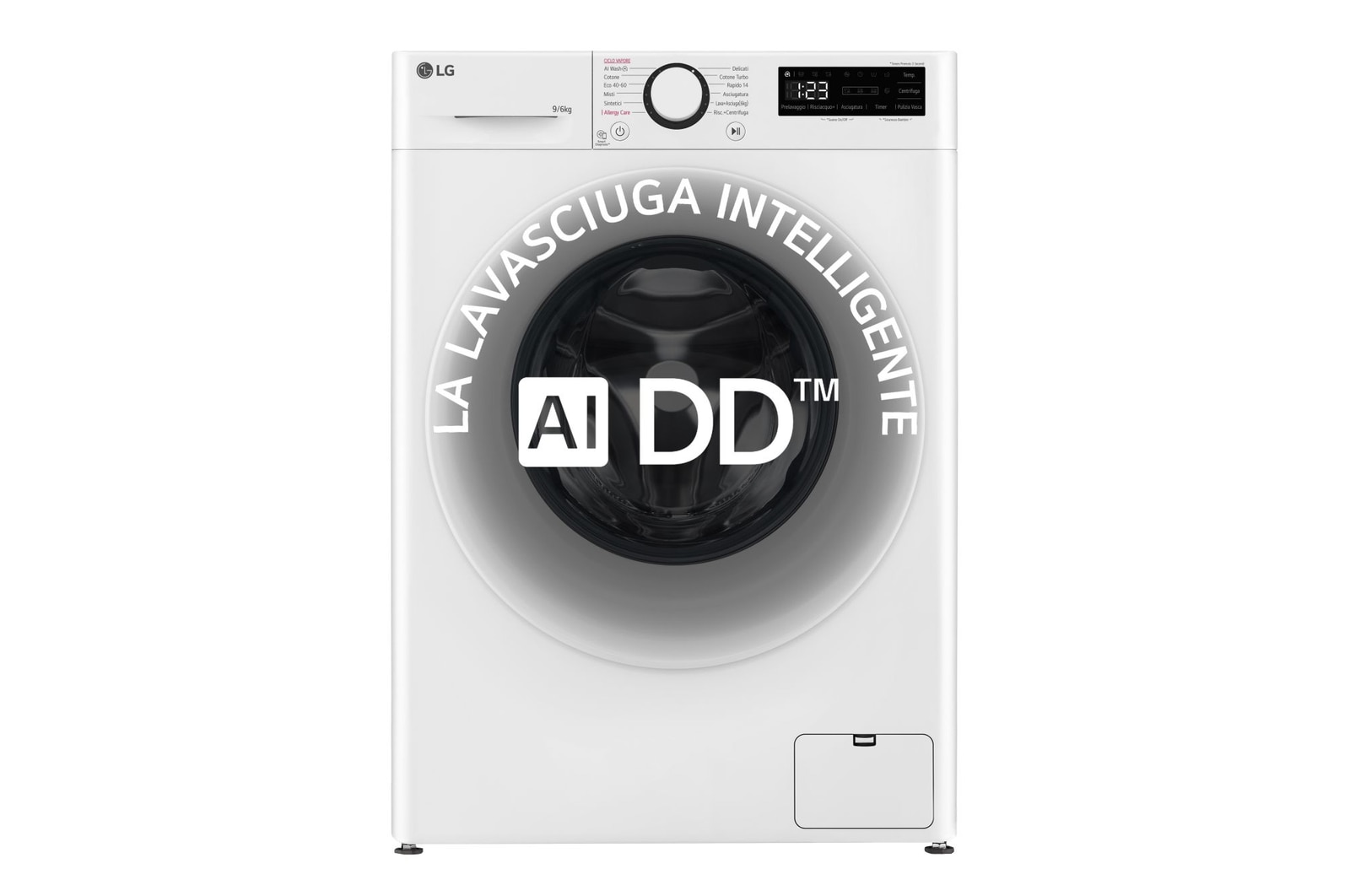 Foto frontale della lavasciuga LG D4R3009NSWW