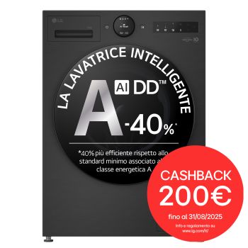 Immagine frontale della lavatrice LG F4X70013TBB serie X7 classe A-40%