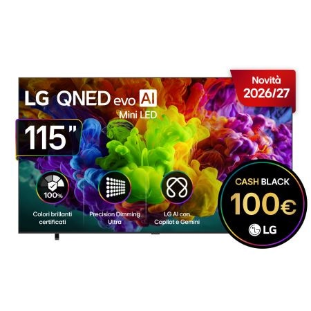 TV 115 pollici LG QNED evo AI MiniLED QNED93B 4K Smart TV 2026 - 115QNED93B6
