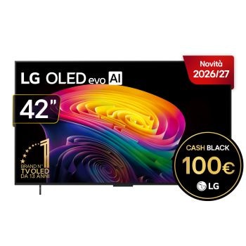 Vista frontale di TV 42 pollici LG OLED evo AI C6 4K Smart TV 2026 OLED42C65LA