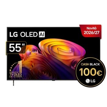 Vista frontale di TV 55 pollici LG OLED AI B6E 4K Smart TV 2026 OLED55B6ELC