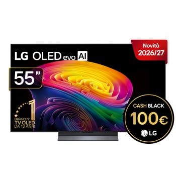 Vista frontale di TV 55 pollici LG OLED evo AI C6 Pro 4K Smart TV 2026 OLED55C66LB