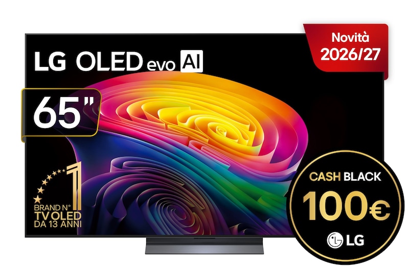 Vista frontale di TV 65 pollici LG OLED evo AI C6 4K Smart TV 2026 OLED65C65LA