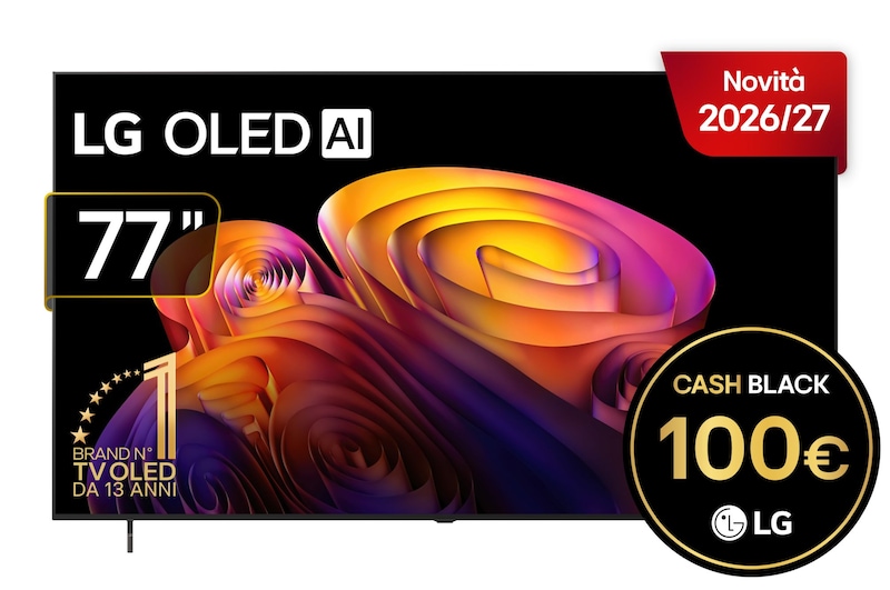 Vista frontale di TV 77 pollici LG OLED AI B6E 4K Smart TV 2026 OLED77B6ELC