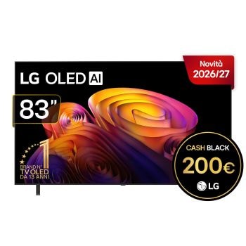 Vista frontale di TV 83 pollici LG OLED AI B6E 4K Smart TV 2026 OLED83B6ELB